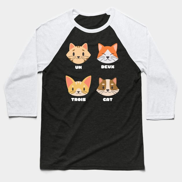 Un Deux Trois Cat Baseball T-Shirt by nathalieaynie